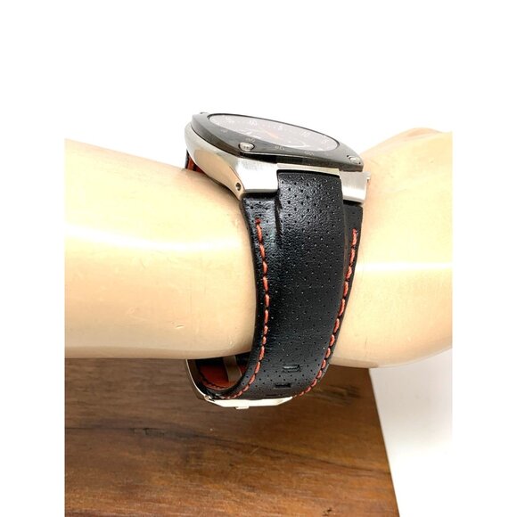 Seiko Sportura Men's Watch 7L22-0AD0 Kinetic Chronograph Black Orange Leather - Picture 13 of 15